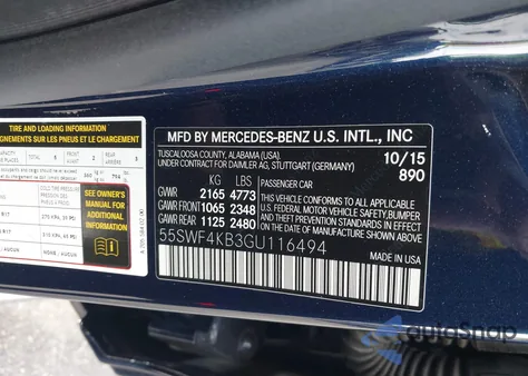 2016 Mercedes-Benz C 300 4Matic z USA, uszkodzony, nr VIN 55SWF4KB3GU116494